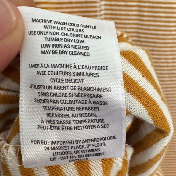 Maeve by Anthropologie Size SMALL Tai Cowl Neck Pullover Sweater Yellow Striped - Picture 10 of 10